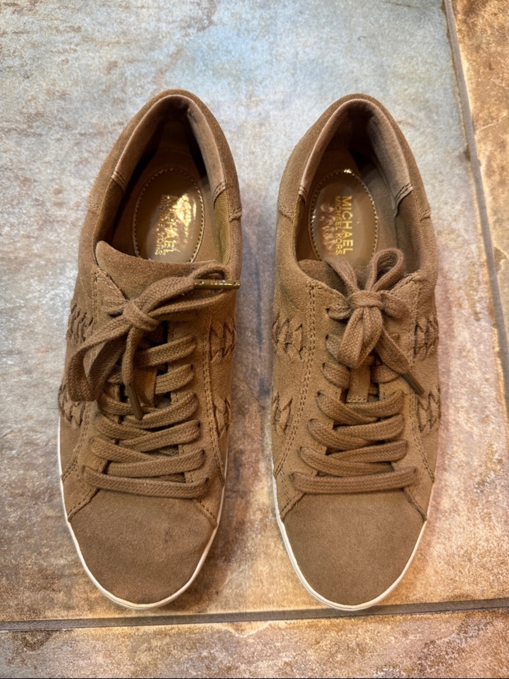 Michael Kors Women's Tan Suede Lace-Up Sneakers